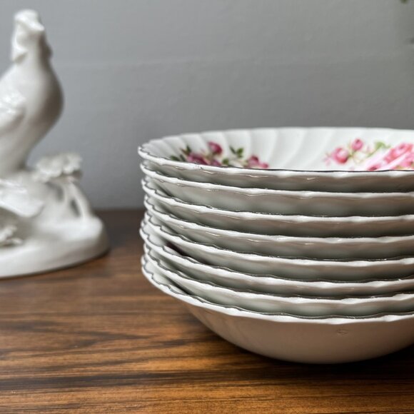 Johnson Brothers Regency Pink Roses 8 Ironstone Fruit / Dessert Bowls 5" England - Picture 5 of 13